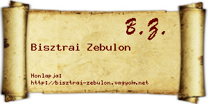 Bisztrai Zebulon névjegykártya